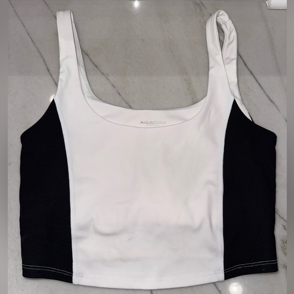 ALL ACCESS White and Black Long Line Sports Bra